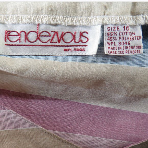 Women's Size 16, Vintage Rendezvous Pastel Striped Blouse - Picture 7 of 7